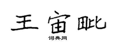 袁強王宙毗楷書個性簽名怎么寫