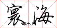 荊霄鵬寰海行書怎么寫