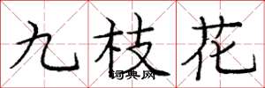龐中華九枝花楷書怎么寫