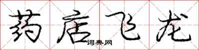 龐中華藥店飛龍行書怎么寫