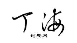 梁錦英丁海草書個性簽名怎么寫