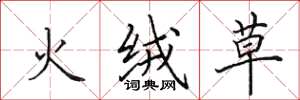 田英章火絨草楷書怎么寫