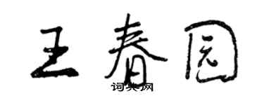 曾慶福王春園行書個性簽名怎么寫