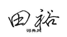 駱恆光田裕行書個性簽名怎么寫