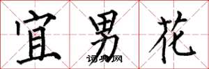 何伯昌宜男花楷書怎么寫