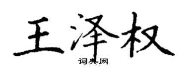 丁謙王澤權楷書個性簽名怎么寫