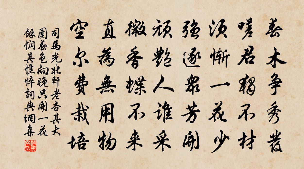 司馬光北軒老杏其大圍春色向晚只開一花余憫其憔悴書法作品欣賞