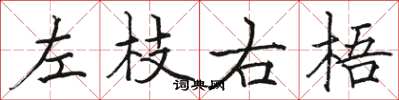 駱恆光左枝右梧楷書怎么寫
