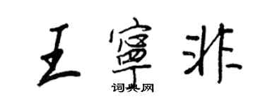 王正良王寧非行書個性簽名怎么寫