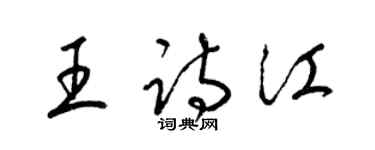 梁錦英王詩江草書個性簽名怎么寫