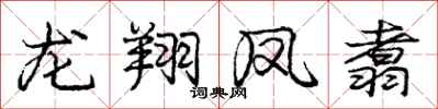 龐中華龍翔鳳翥行書怎么寫