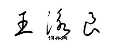 梁錦英王泳良草書個性簽名怎么寫