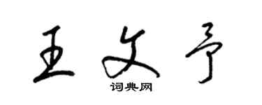 梁錦英王文予草書個性簽名怎么寫