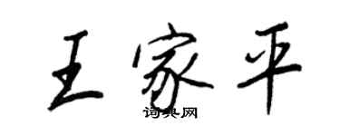 王正良王家平行書個性簽名怎么寫