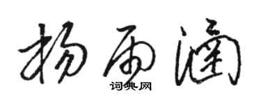 駱恆光楊雨涵草書個性簽名怎么寫
