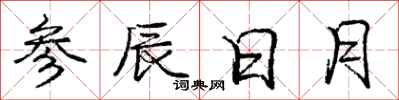 龐中華參辰日月行書怎么寫