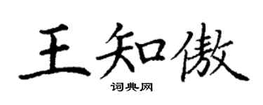 丁謙王知傲楷書個性簽名怎么寫