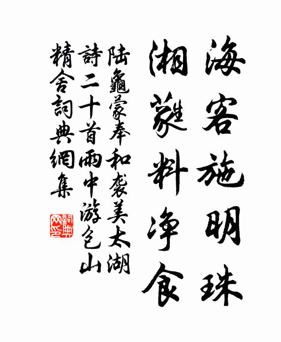 陸龜蒙海客施明珠,湘蕤料淨食書法作品欣賞