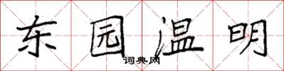 袁強東園溫明楷書怎么寫