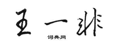 駱恆光王一非行書個性簽名怎么寫