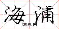 龐中華海浦行書怎么寫