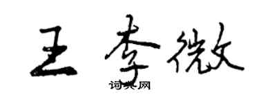 曾慶福王李微行書個性簽名怎么寫