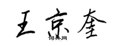 王正良王京奎行書個性簽名怎么寫