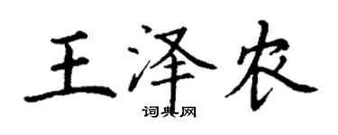 丁謙王澤農楷書個性簽名怎么寫