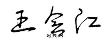 曾慶福王會江草書個性簽名怎么寫