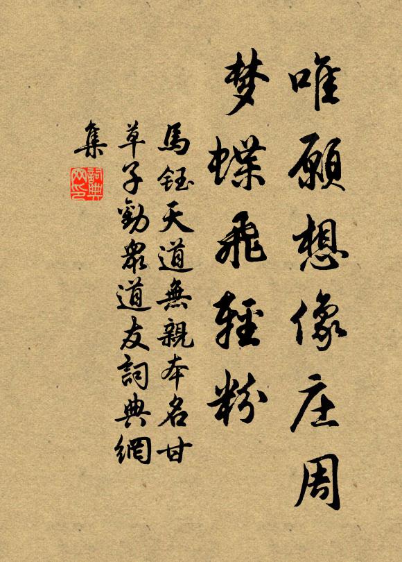 馬鈺唯願想像莊周,夢蝶飛輕粉書法作品欣賞