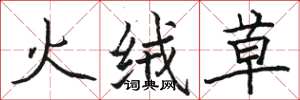 駱恆光火絨草楷書怎么寫