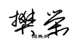 朱錫榮樊榮草書個性簽名怎么寫