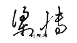 駱恆光梁博草書個性簽名怎么寫