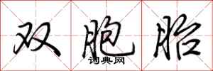 荊霄鵬雙胞胎行書怎么寫