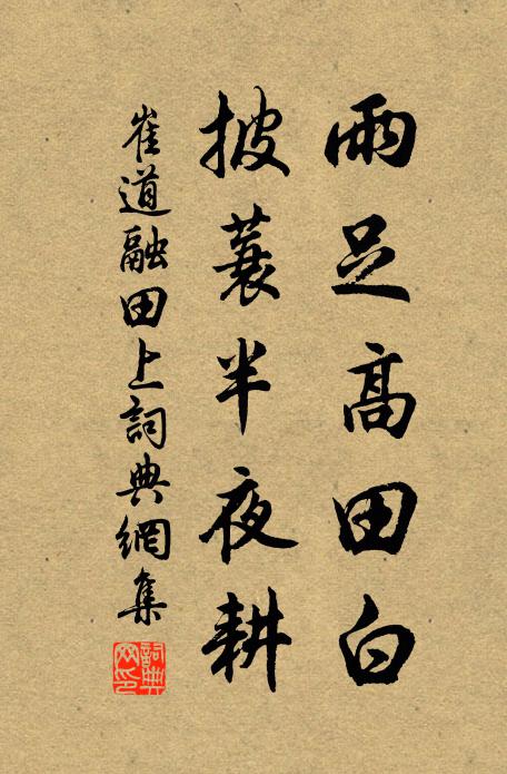 崔道融雨足高田白,披蓑半夜耕。書法作品欣賞