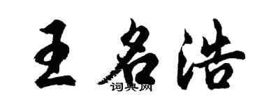 胡問遂王名浩行書個性簽名怎么寫