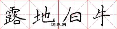 侯登峰露地白牛楷書怎么寫
