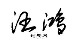 朱錫榮汪鴻草書個性簽名怎么寫