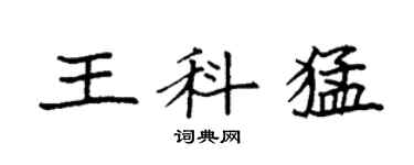 袁強王科猛楷書個性簽名怎么寫