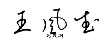 梁錦英王風武草書個性簽名怎么寫