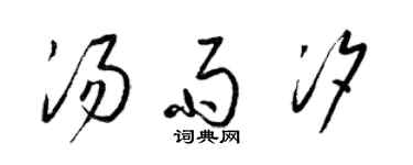 梁錦英湯雨汐草書個性簽名怎么寫