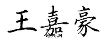 丁謙王嘉豪楷書個性簽名怎么寫