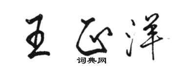 駱恆光王正洋行書個性簽名怎么寫