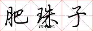 荊霄鵬肥珠子行書怎么寫