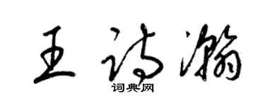 梁錦英王詩瀚草書個性簽名怎么寫