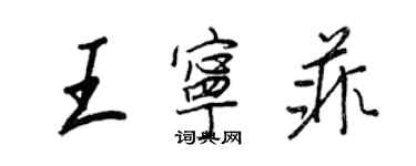 王正良王寧菲行書個性簽名怎么寫