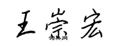 王正良王崇宏行書個性簽名怎么寫