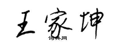 王正良王家坤行書個性簽名怎么寫