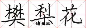 駱恆光樊梨花楷書怎么寫