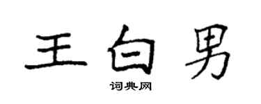 袁強王白男楷書個性簽名怎么寫